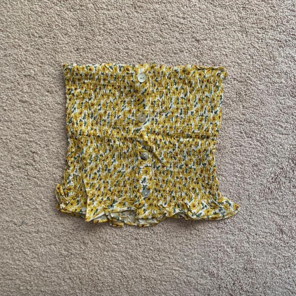 Mura Boutique yellow sunflower smocked top